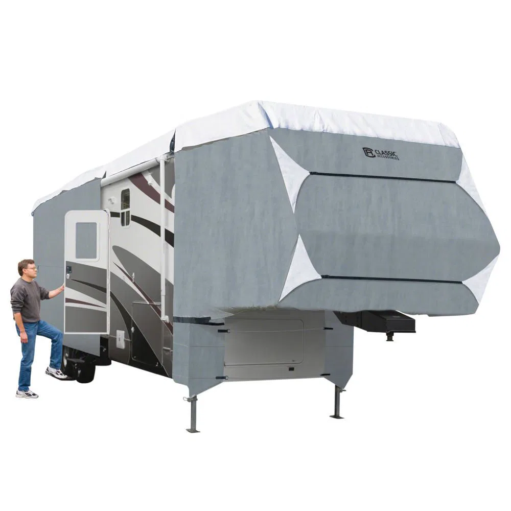 80-349-183101-RT – CLASSIC ACC Travel Trailer Cover, For Fifth Wheel Trailer Fits 33 Foot To 37 Foot Length x 135 Inc...